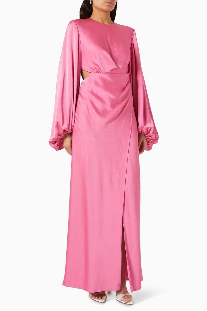 

Lara Maxi Dress in Satin, Pink
