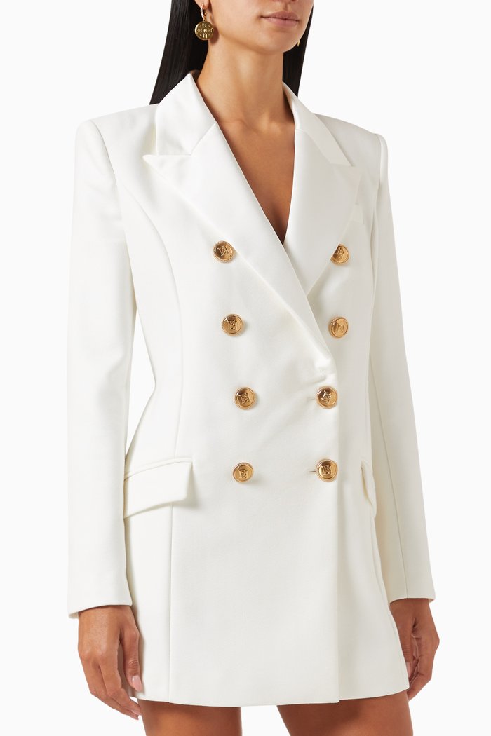 

Tuxedo Mini Dress in Crepe, White