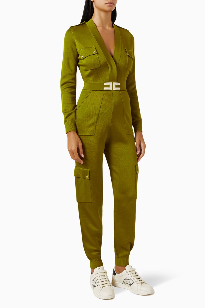 

Cargo Jumpsuit in Viscose-knit, Green