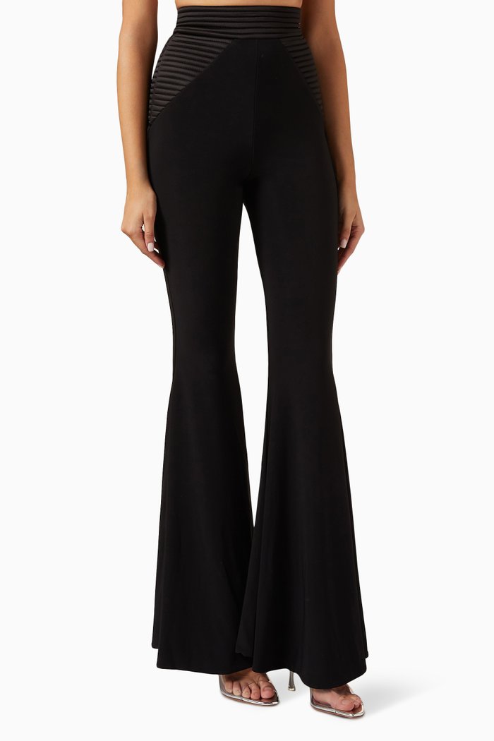 

The Secret Flared Pants in Jersey Fabric, Black