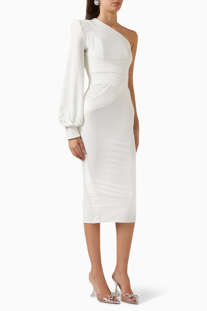 

Me And You One-shoulder Midi Dress in Jersey Fabric, White