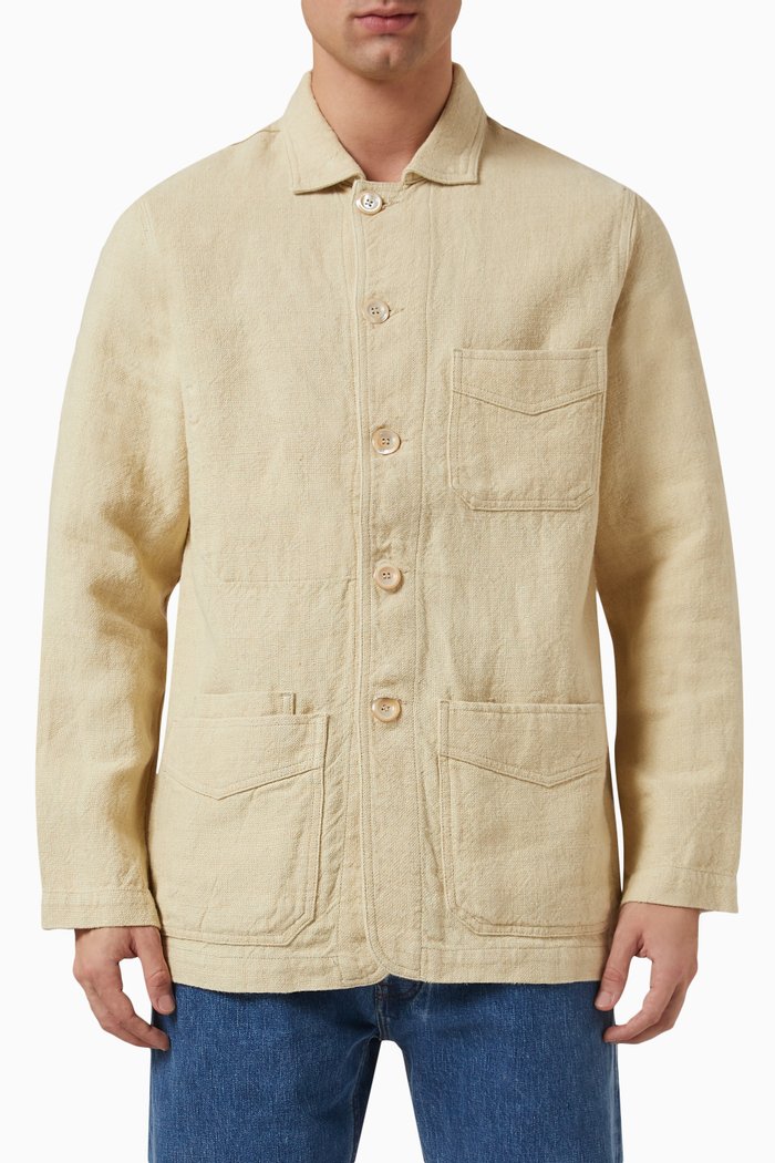 

Five-pocket Chore Jacket in Linen, Neutral