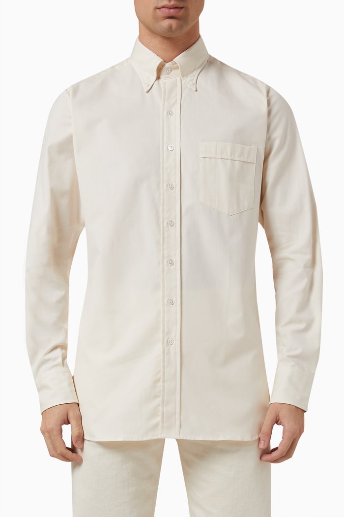 

Pinpoint Oxford Button-down Shirt in Cotton, Neutral