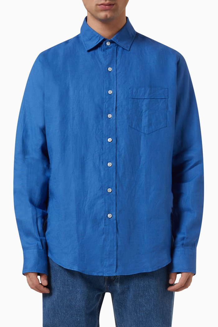 

Summer Shirt in Linen, Blue
