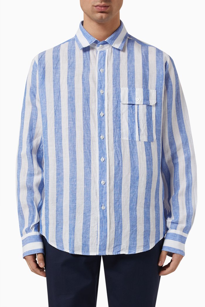 

Broad Stripe Shirt in Linen, Multicolour