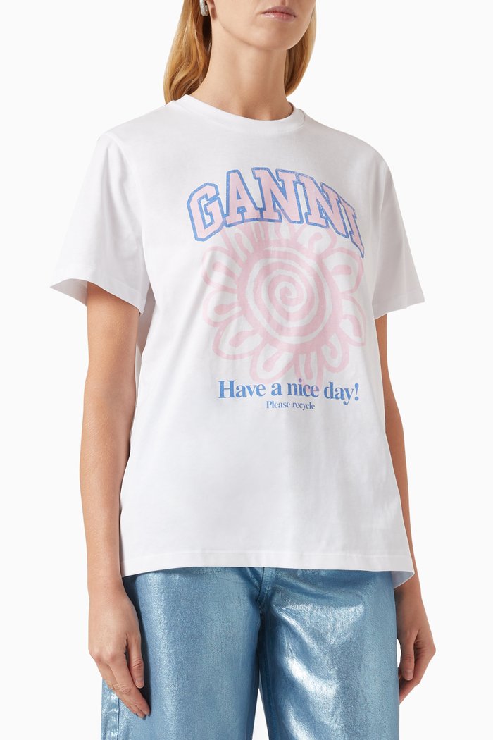 

Relaxed Flower T-shirt in Organic Cotton-jersey, White