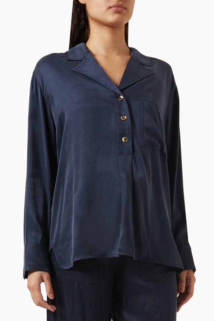 

Oversize Shirt in Satin Twill, Blue