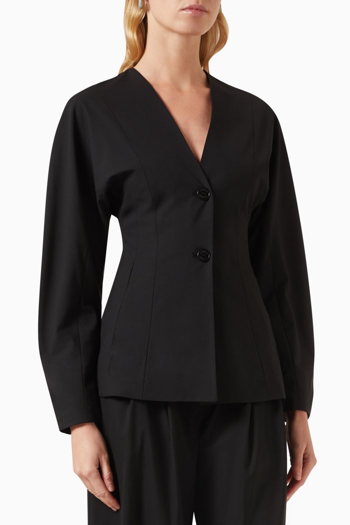 

Drapey Melange Blazer in Ecovero™ Blend, Black