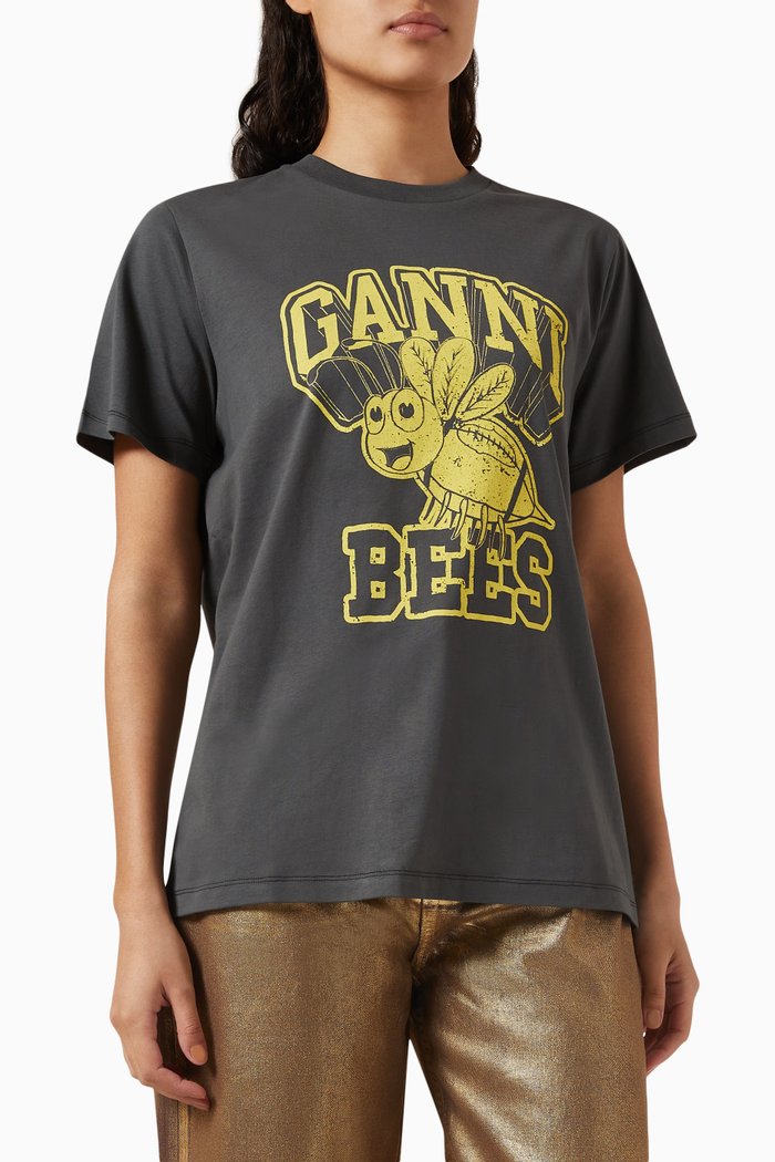 Relaxed Bee T-shirt in Cotton Jersey, Grey
