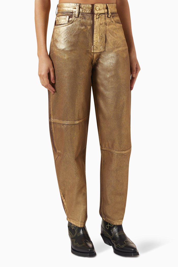 

Foil-finish Stary Jeans in Denim, Gold