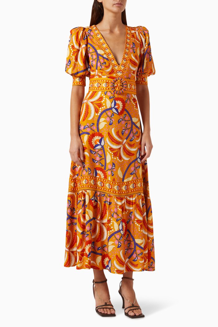 

Palms Party Maxi Dress in Viscose, Yellow