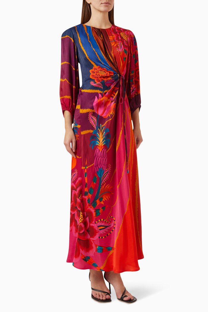 

Vintage Wave Circle Cut-out Midi Dress, Multicolour