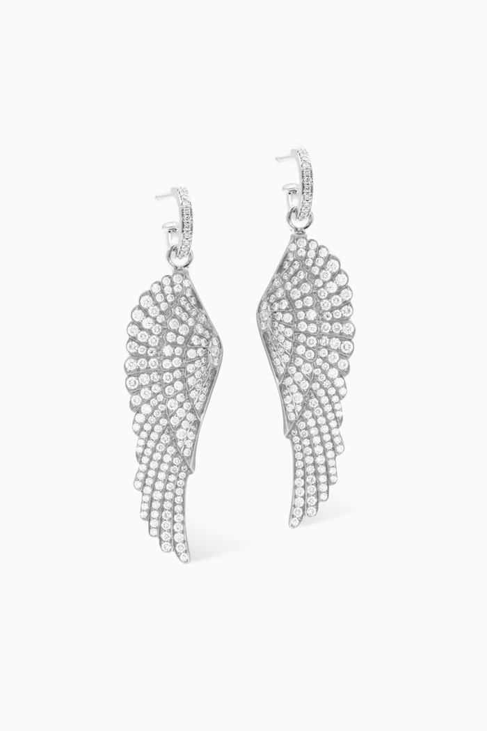 

Wings Diamond Drop Earrings in 18kt White Gold
