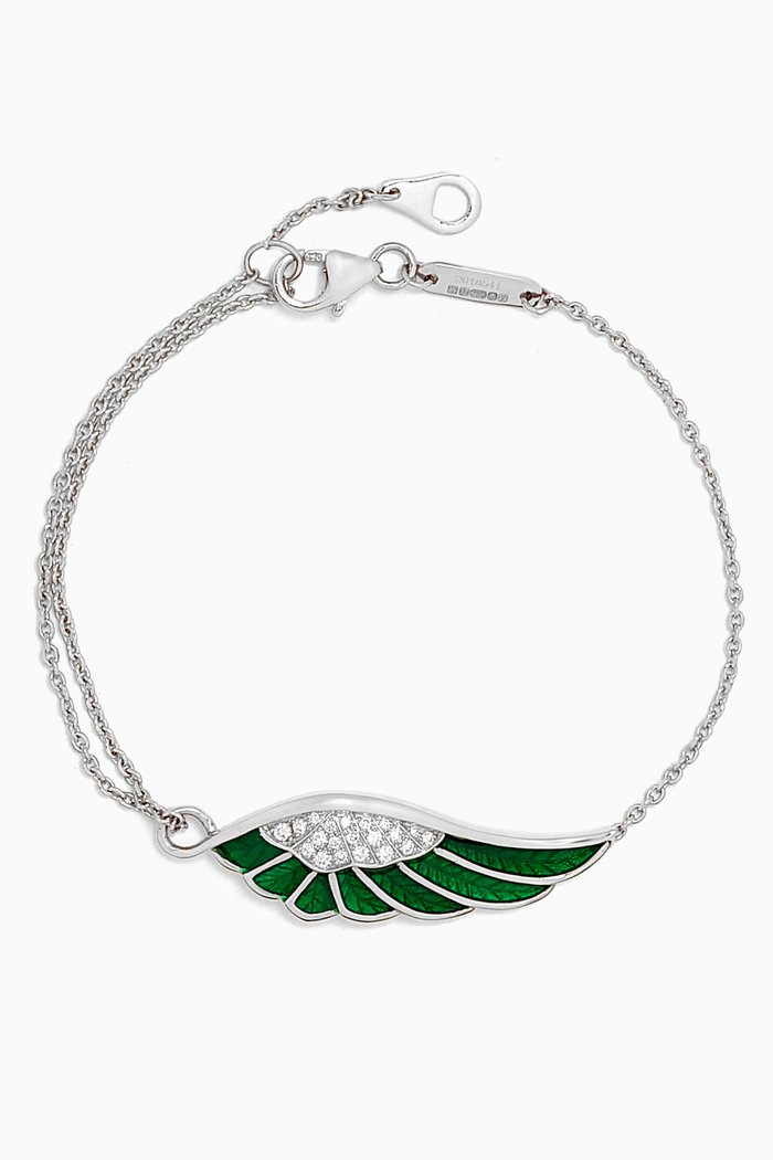 

Wings Reflection Diamond Bracelet in 18kt White Gold, Green