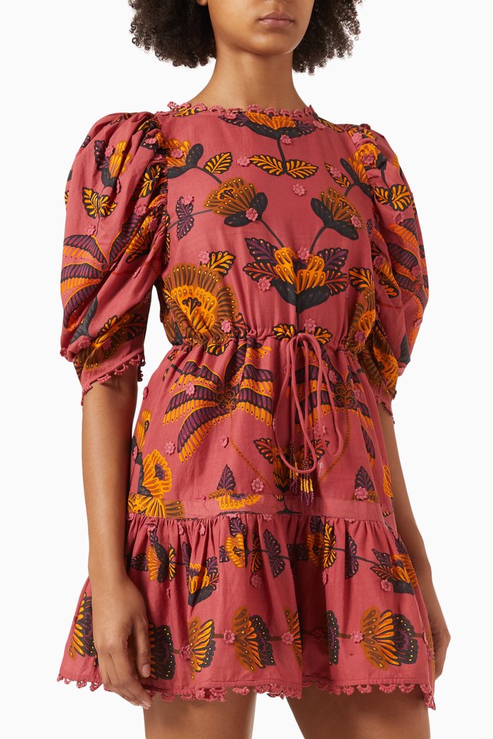 

Living Bloom Mini Dress in Cotton, Multicolour