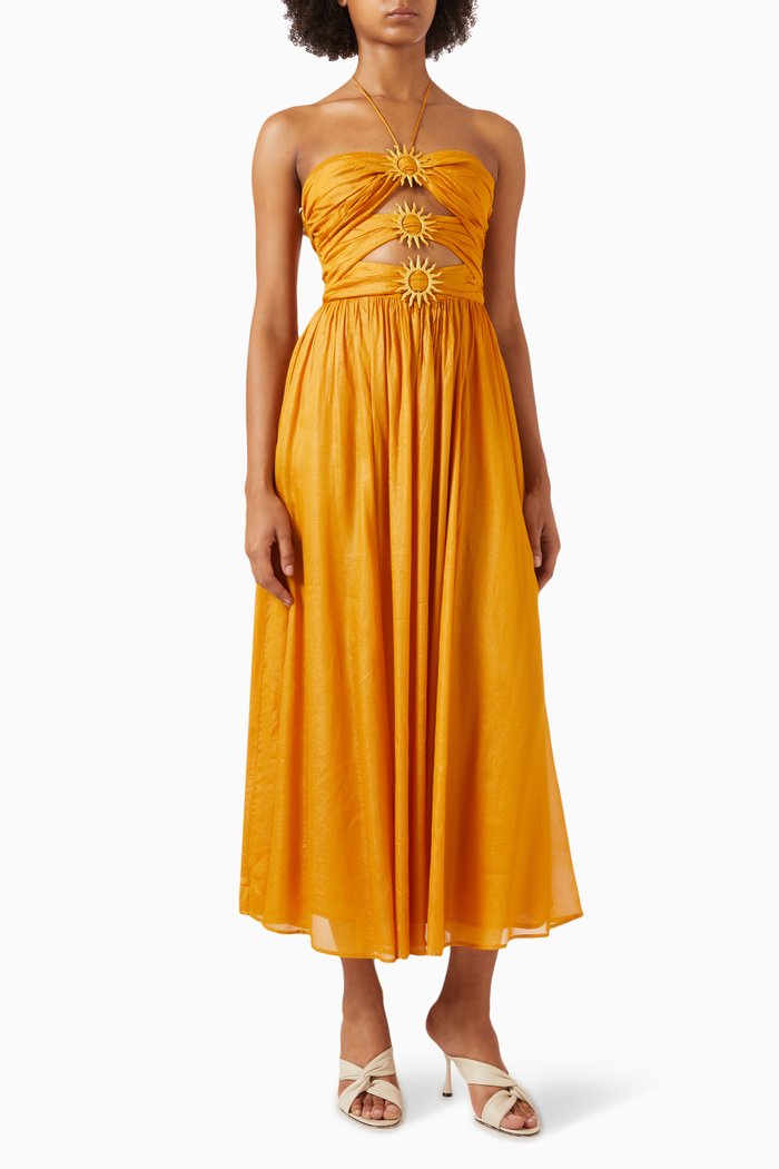 

Sun Buckle Maxi Dress in Viscose, Yellow