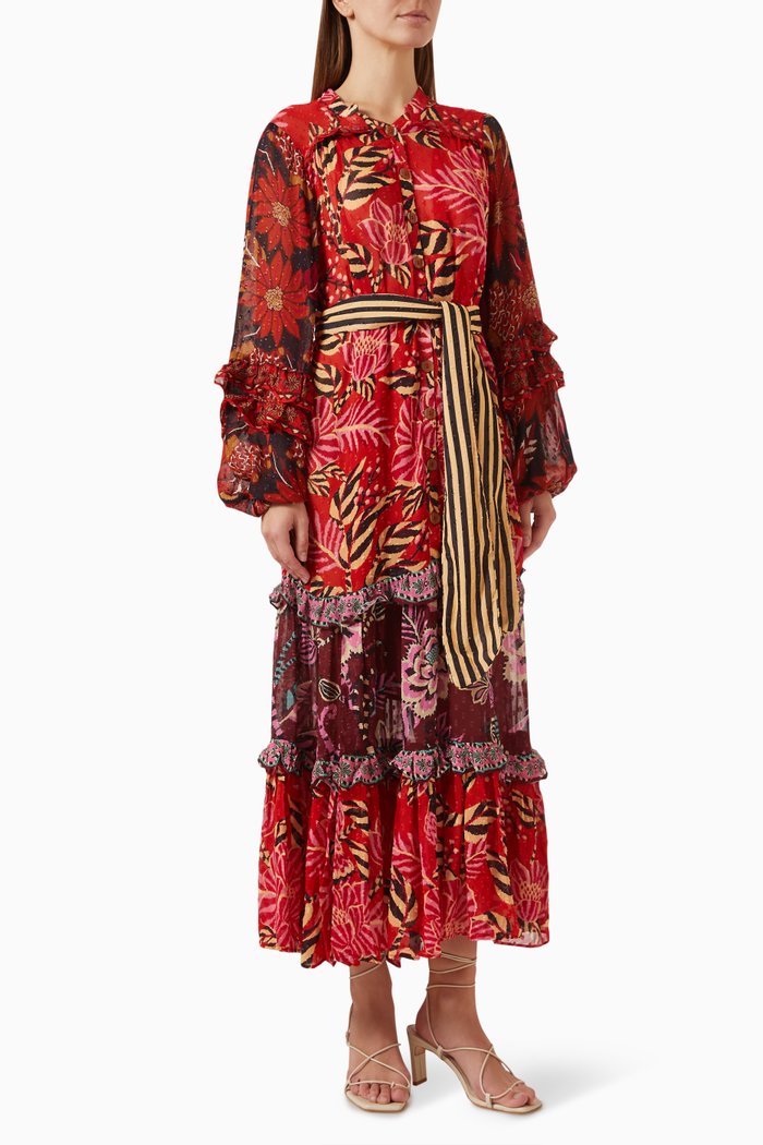 Floral Print Maxi Dress in Viscose, Multicolour