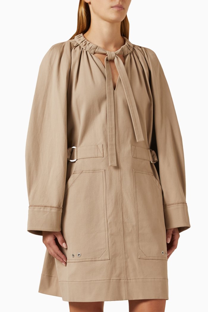

Panama Blouson Utility Mini Dress in Cotton-polin, Neutral