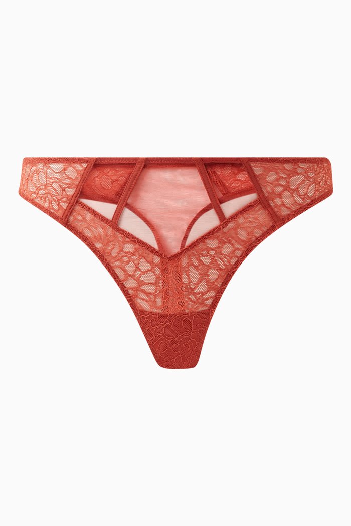 

Mid-waist Thong in Lace, Orange
