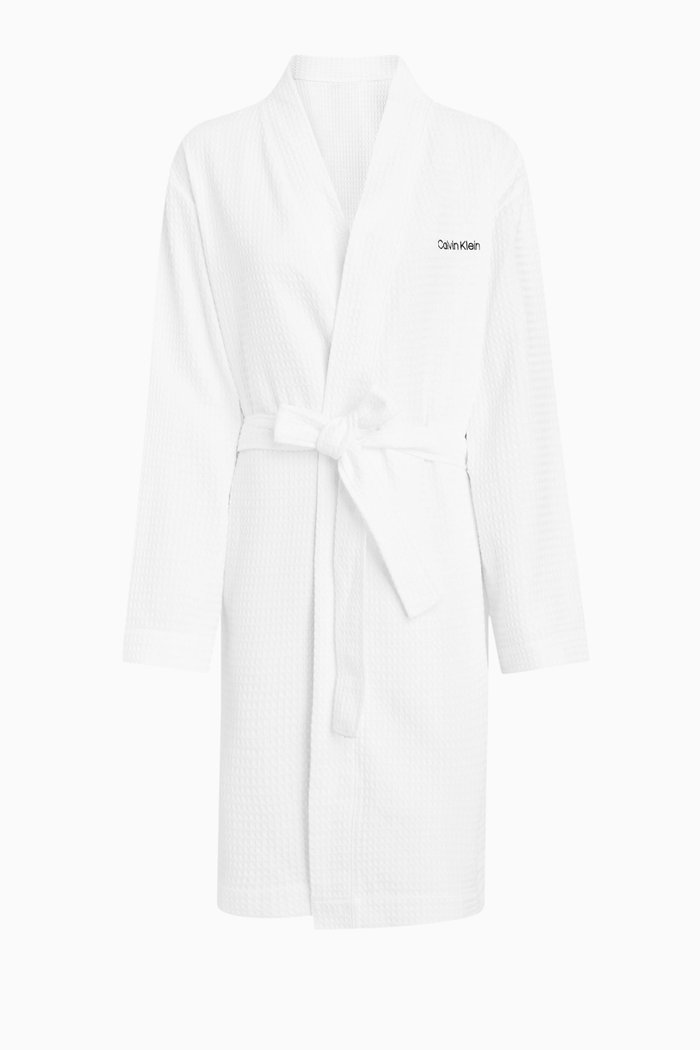 

Logo-embroidered Waffle Bathrobe in Cotton-blend, White