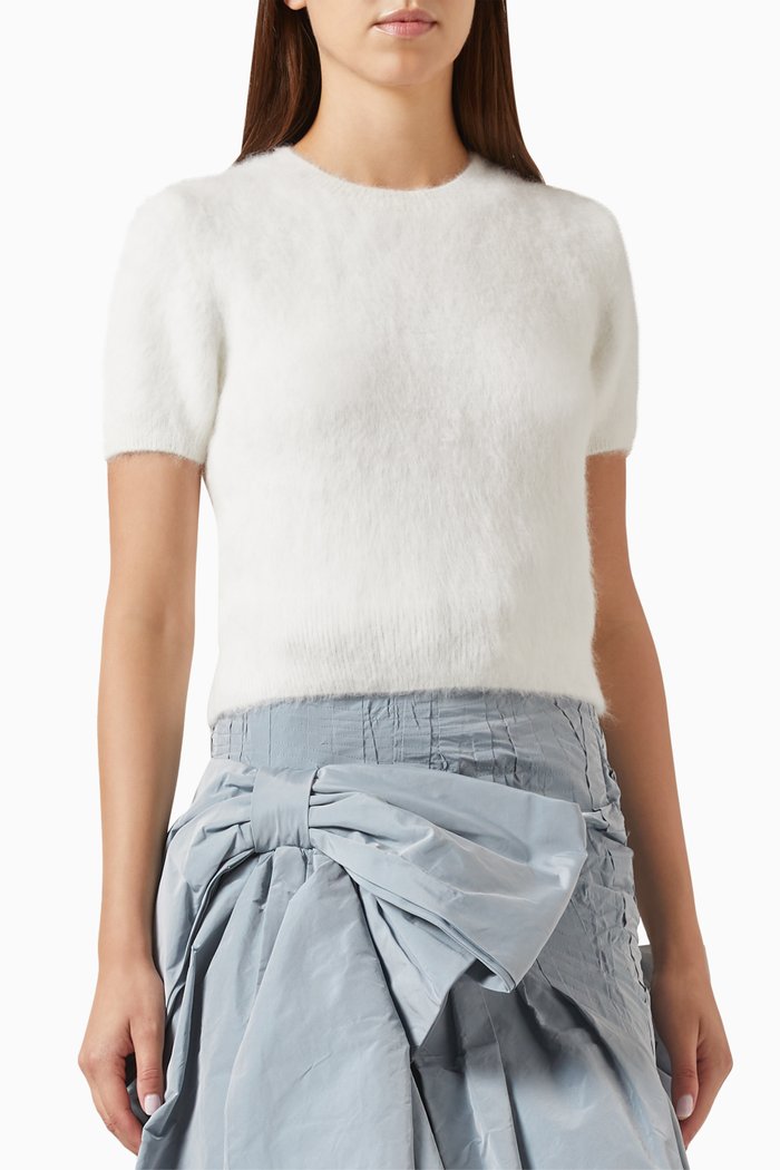 

Short-sleeve Sweater in Knit, White