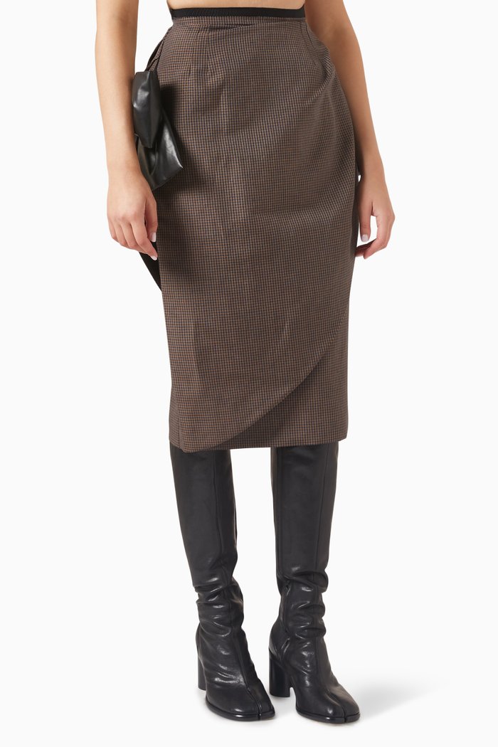 

Midi Skirt in Cotton, Brown