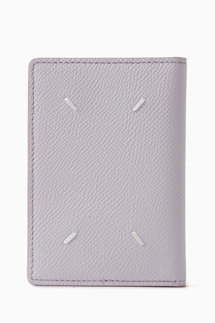 

Four Stitches Card Holder in Grainy Leather, White