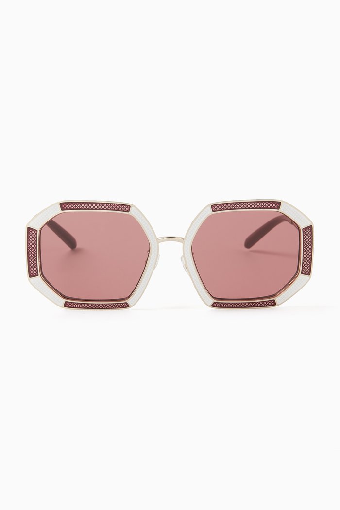 Kira Stripes Irregular Sunglasses in Metal, Gold