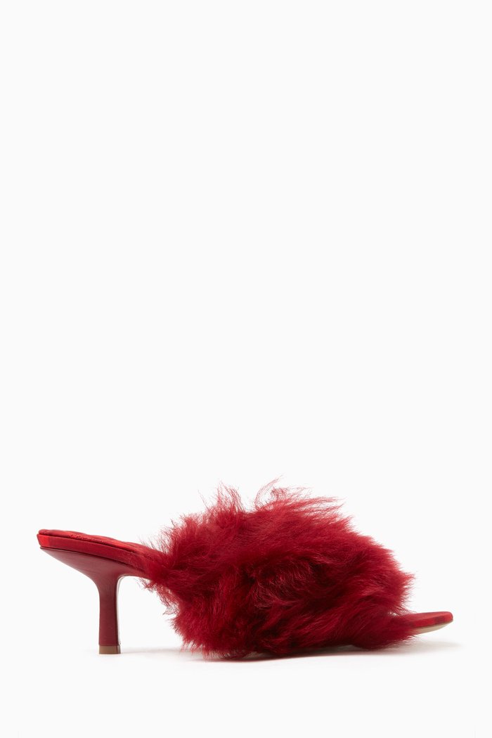 

Minnie 65 Mules in Shearling, Red
