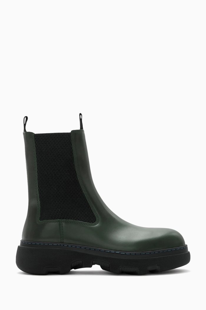 

Creeper Chelsea Boots in Leather, Green