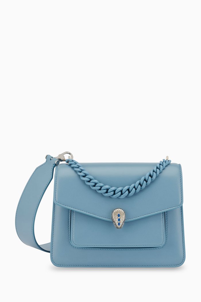 Serpenti Maxi Chain Bag Crossbody Bag in Nappa, Blue