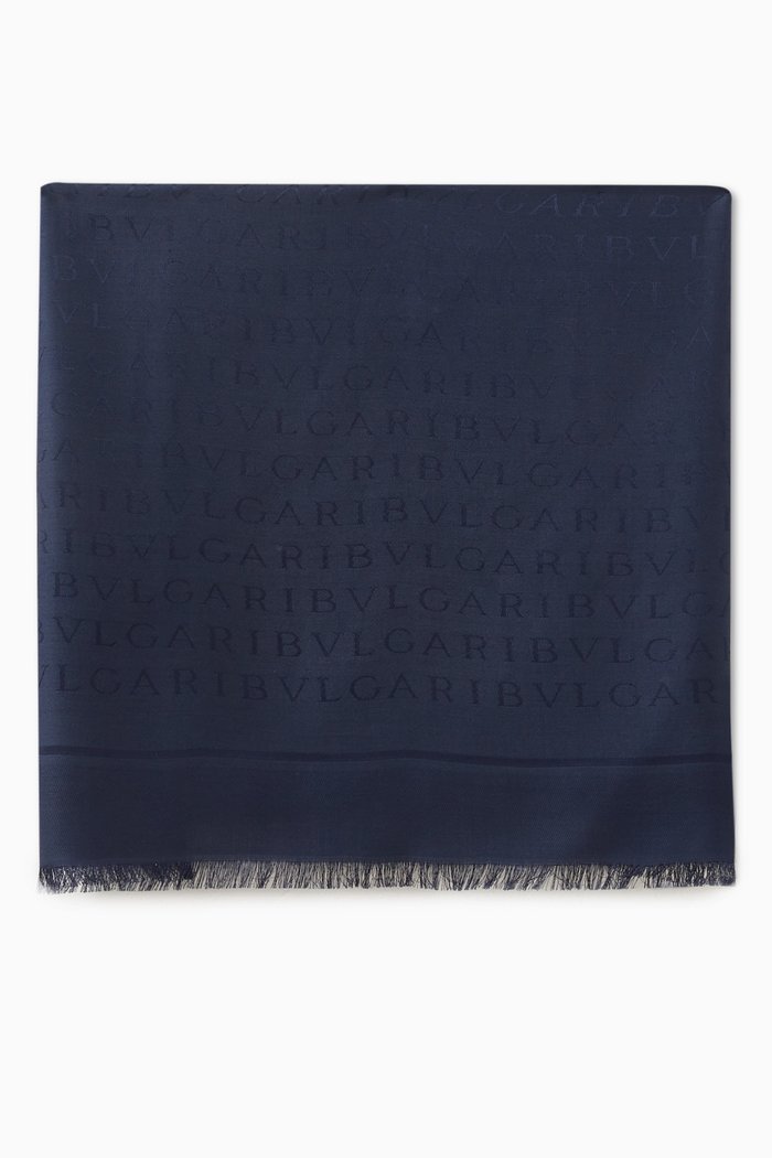 

Logomania Stole in Silk, Blue