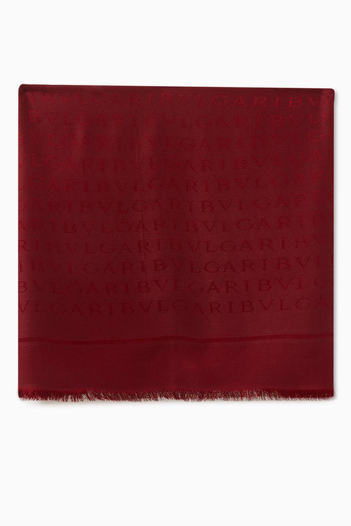 

Logomania Stole in Silk, Burgundy