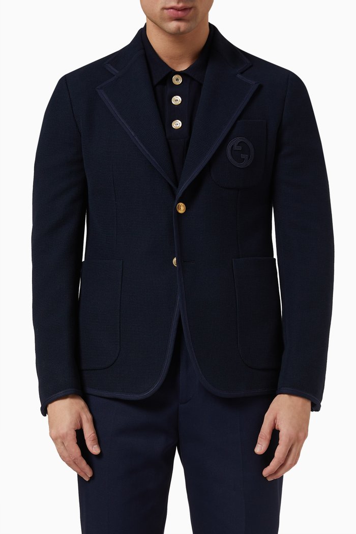 

Formal Jacket in Cotton Jersey, Blue