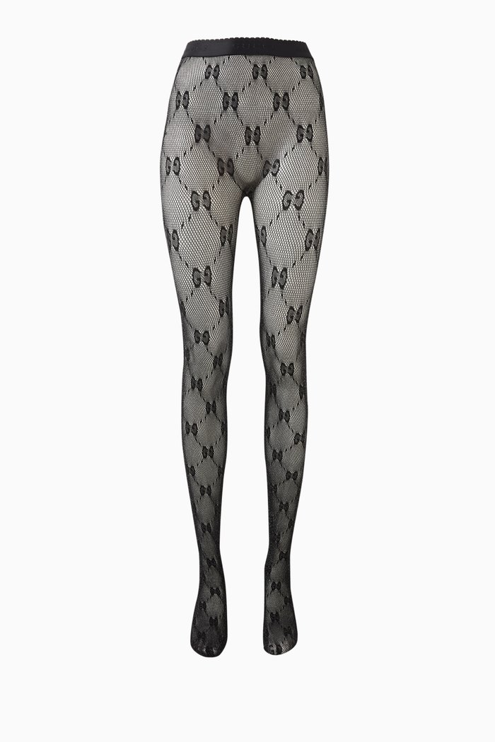 GG Tights in Stretch Knit Mesh, Silver