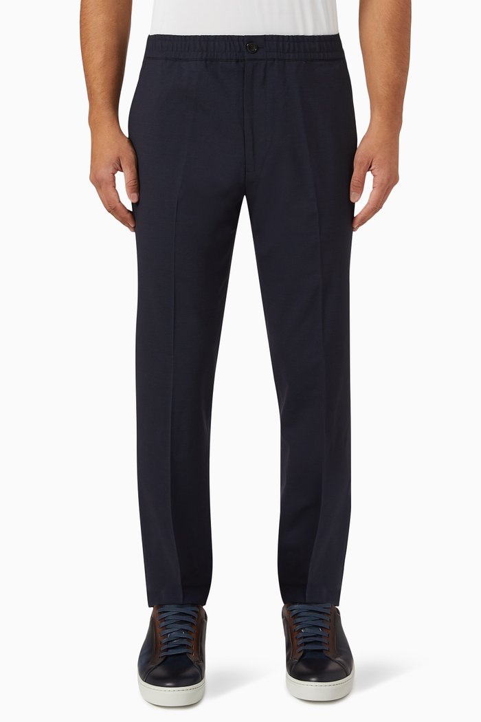 

Larin Drawstring Pants in Stretch Wool, Blue