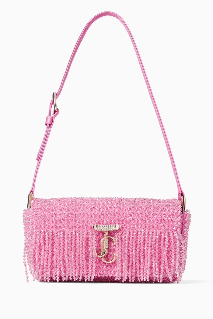 

Mini Avenue Embellished Shoulder Bag in Satin, Pink