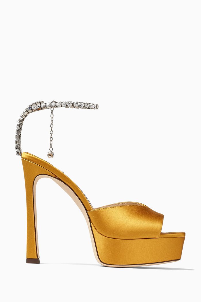 

Saeda 125 Crystal-embellished Platform Sandals in Satin, Orange