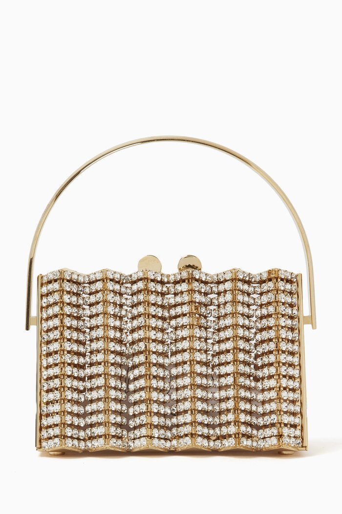 

Zhina Crystal Bag in Metal, Gold