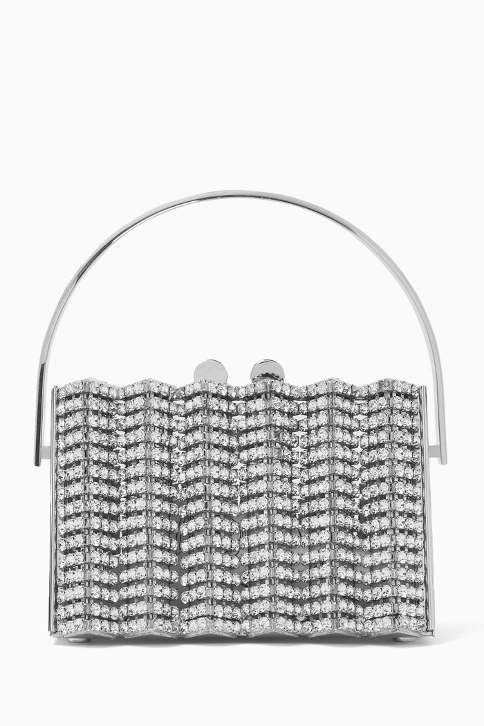 Zhina Crystal Bag in Metal, Silver