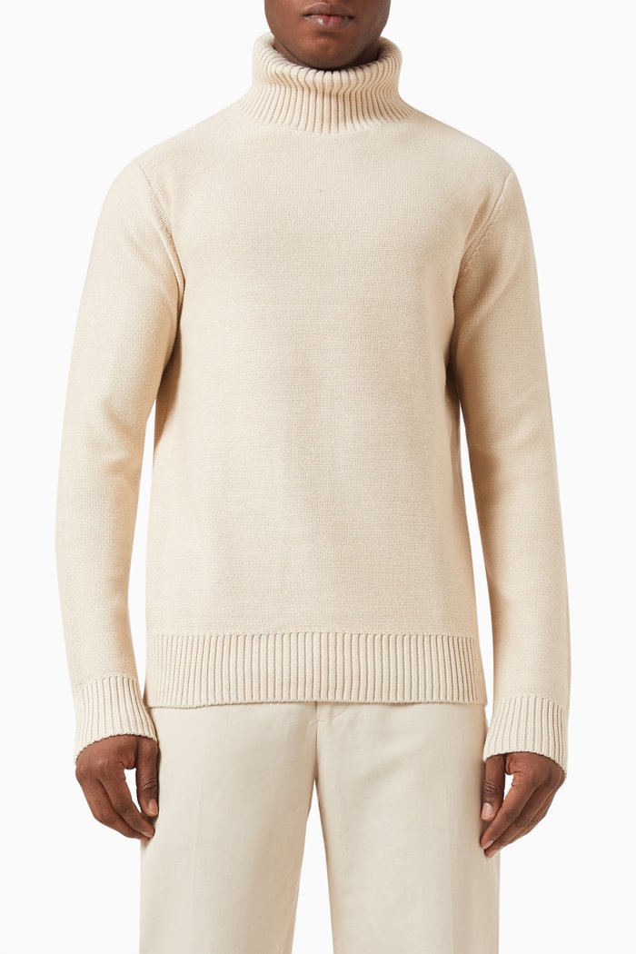 

Axel Turtleneck Sweater in Organic-cotton Knit, Neutral