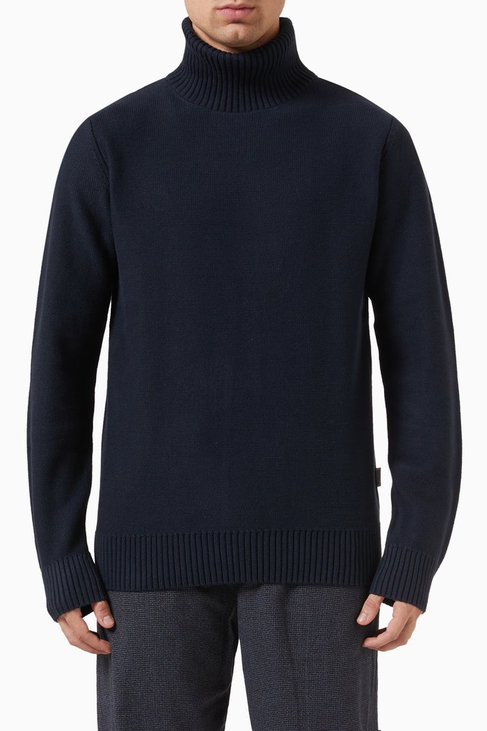 

Axel Turtleneck Sweater in Organic-cotton Knit, Blue
