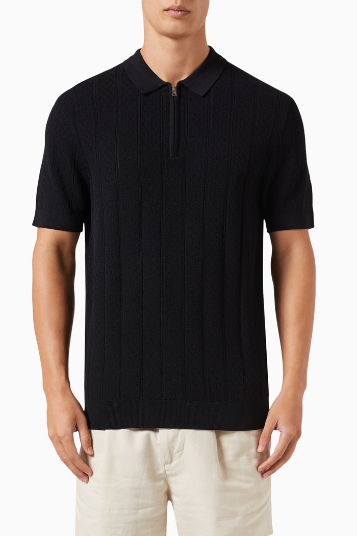 

Polo Shirt in Knit Viscose, Black