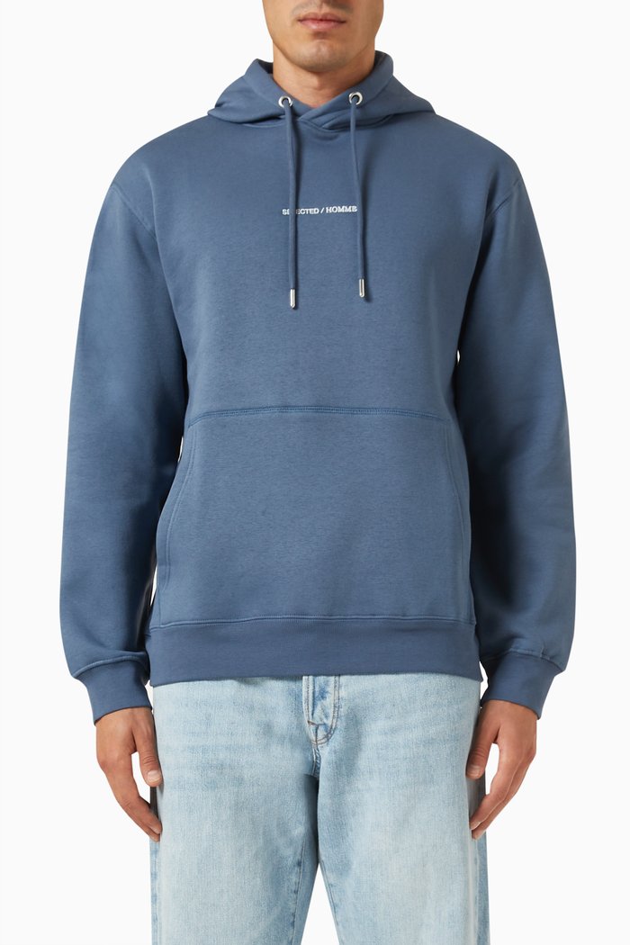 

Logo Hoodie in Recycled Cotton Blend, Blue