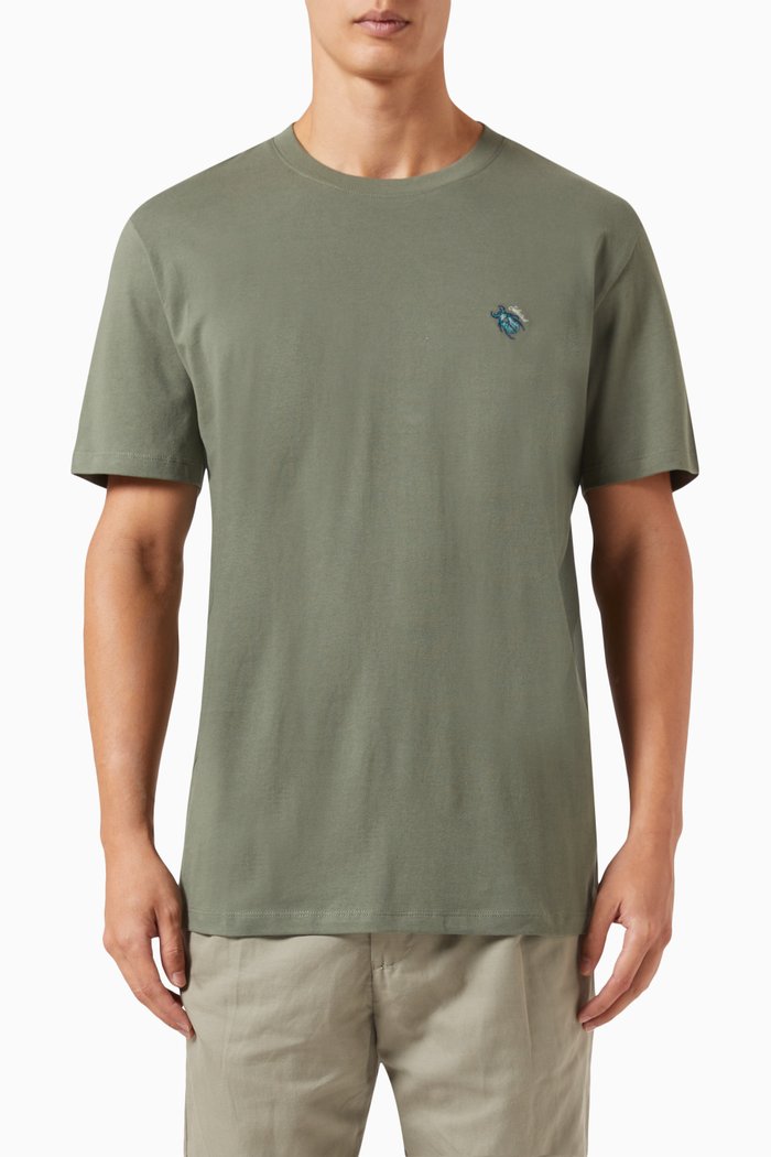 

Embroidered T-shirt in Cotton Jersey, Green