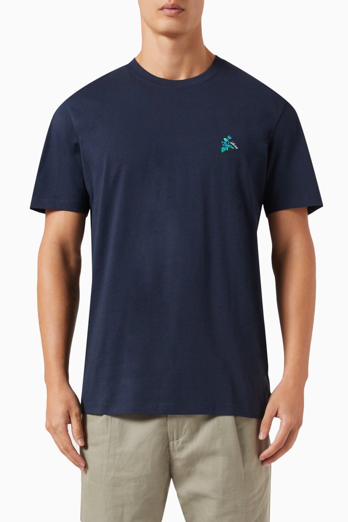 

Embroidered T-shirt in Cotton Jersey, Blue