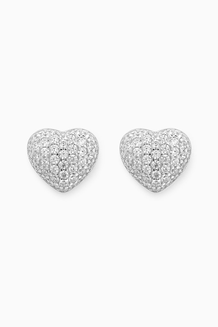 

Mini Pavé Puffy Heart Stud Earrings in Rhodium-plated Silver