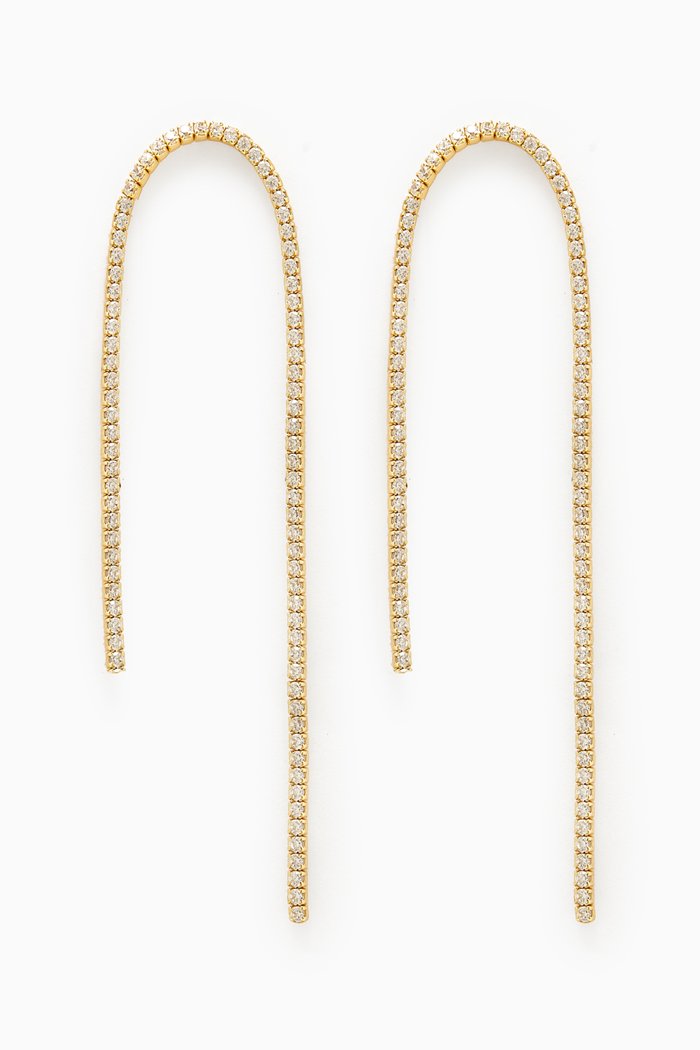 Thin Tennis Loop Stud Earrings in 14kt Gold-plated Silver, Yellow