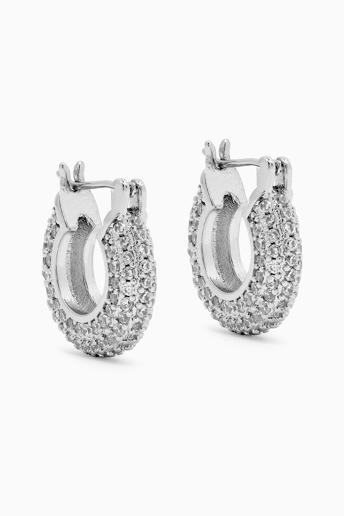 

Mini Chunky Pavé Hoop Earrings in Sterling Silver