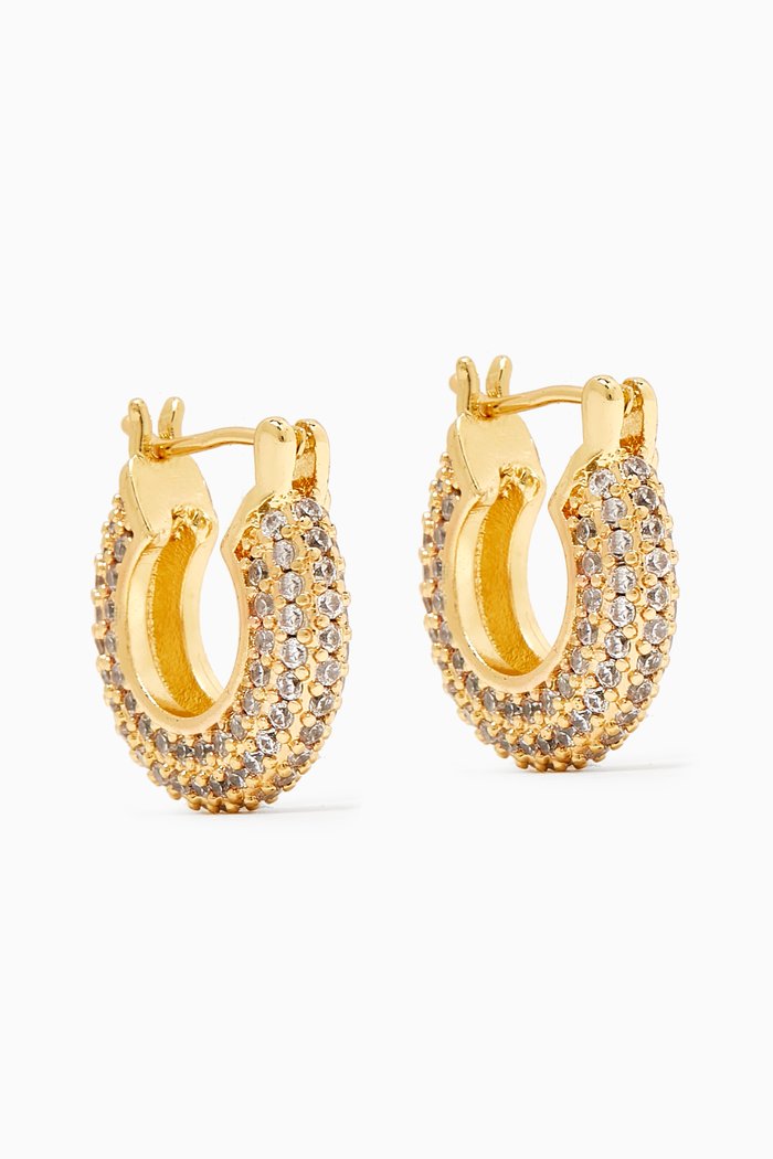 

Mini Chunky Pavé Hoop Earrings in 14kt Gold-plated Brass, Yellow